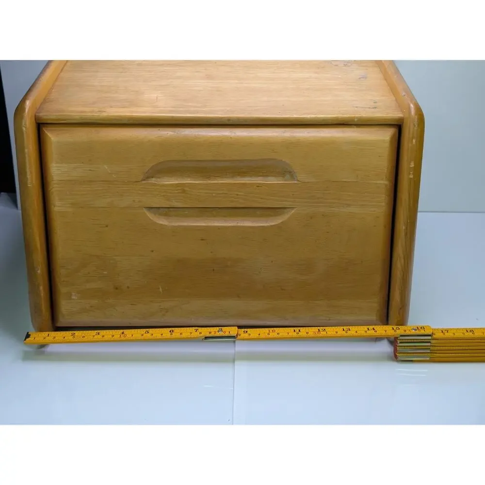 Vintage Dolphin Genuine Teakwood Bread Box Thailand MCM Drop Front Storage